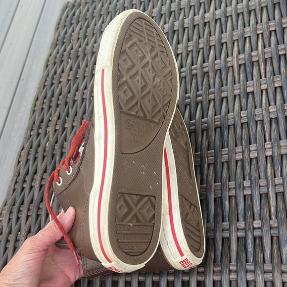 Converse brown leather hightops size 5 - Picture 5 of 8